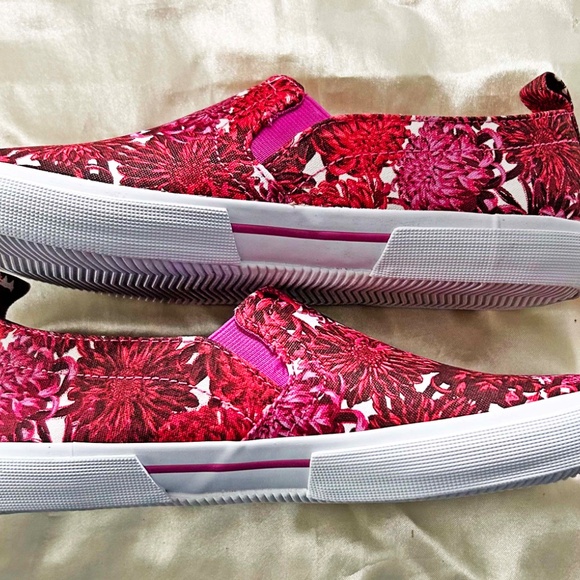 FLATS, ISAAC MIZRAHI, LADIES 8B, SLIP ON, CRYSANTHEMUM PINK MULTI, CANVAS, NEW - Picture 6 of 10